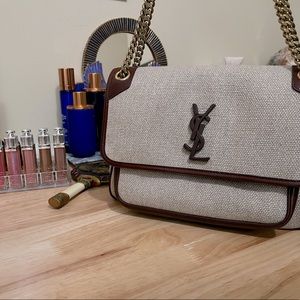Brand New YSL Medium Niki Linen Shoulder Bag